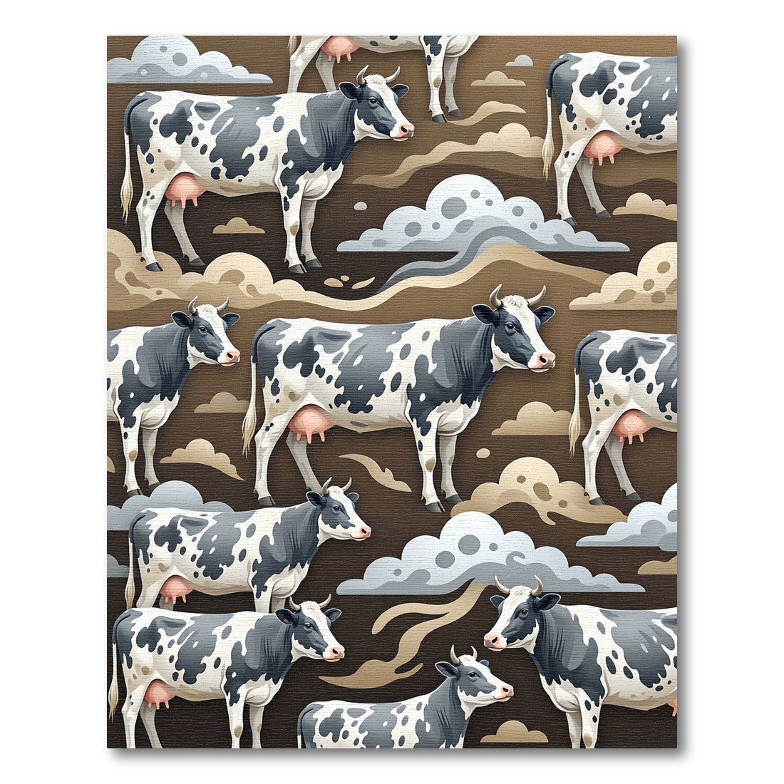 Whimsical Holstein Cow Earthy Sky Rug