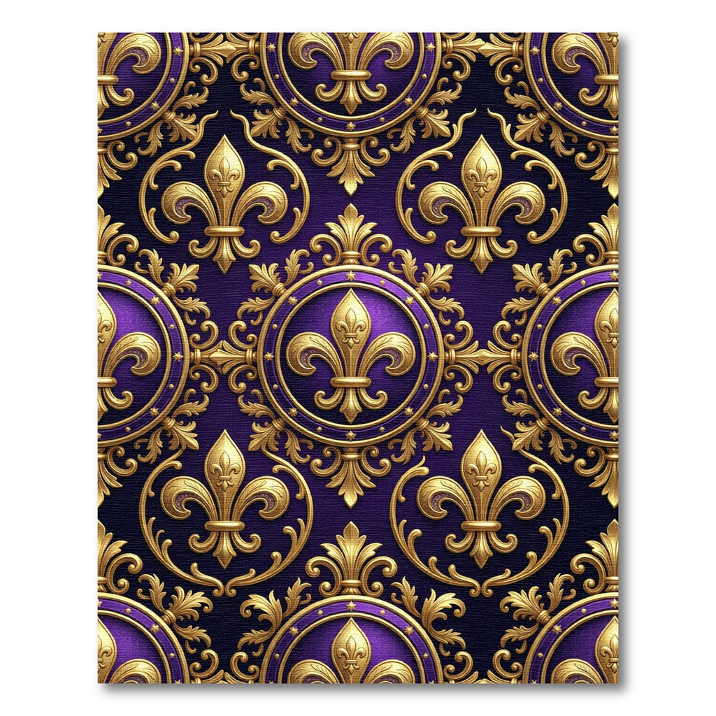 Royal Purple Gold Fleur-de-Lis Medallion Rug