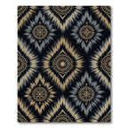 Golden Tan Grey Sunburst Medallion Rug
