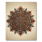 Intricate Rust Copper Floral Medallion Rug