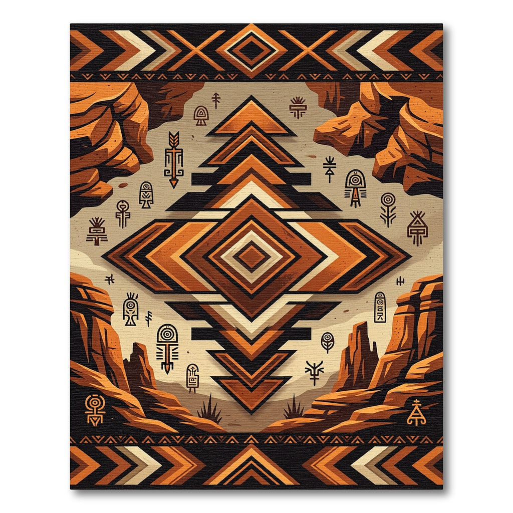 Earthy Geometric Southwestern Adobe Diamond Rug