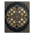 Gilded Gold Wheat Quatrefoil Noir Tapestry Rug