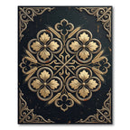 Gilded Gold Wheat Quatrefoil Noir Tapestry Rug