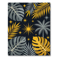 Golden Celestial Tropical Leaf Art Rug