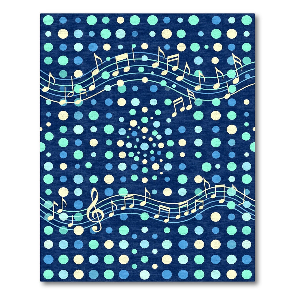 Blue Musical Notes Polka Dot Rug