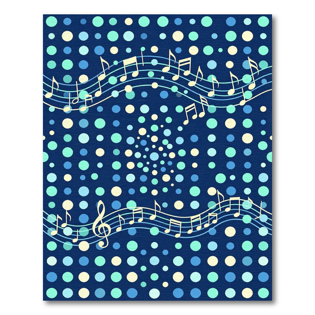 Blue Musical Notes Polka Dot Rug