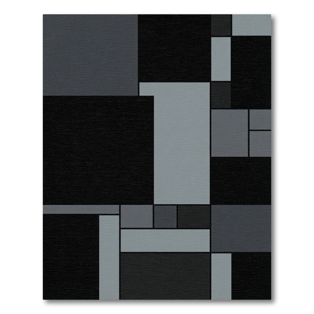 Monochrome Rectilinear Grid Art Rug