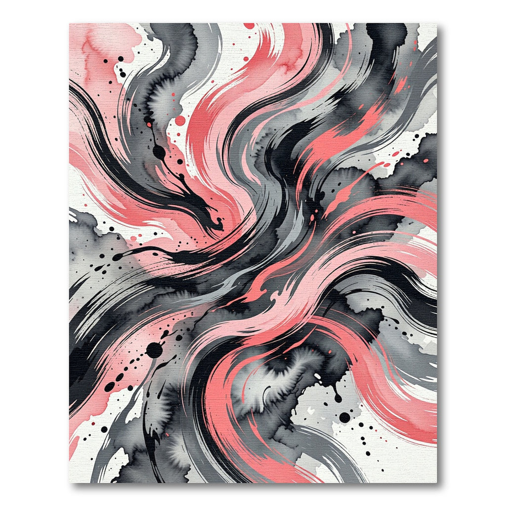Coral Pink Brushstroke Abstract Rug