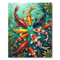 Vibrant Multicolored Koi Pond Fish Rug
