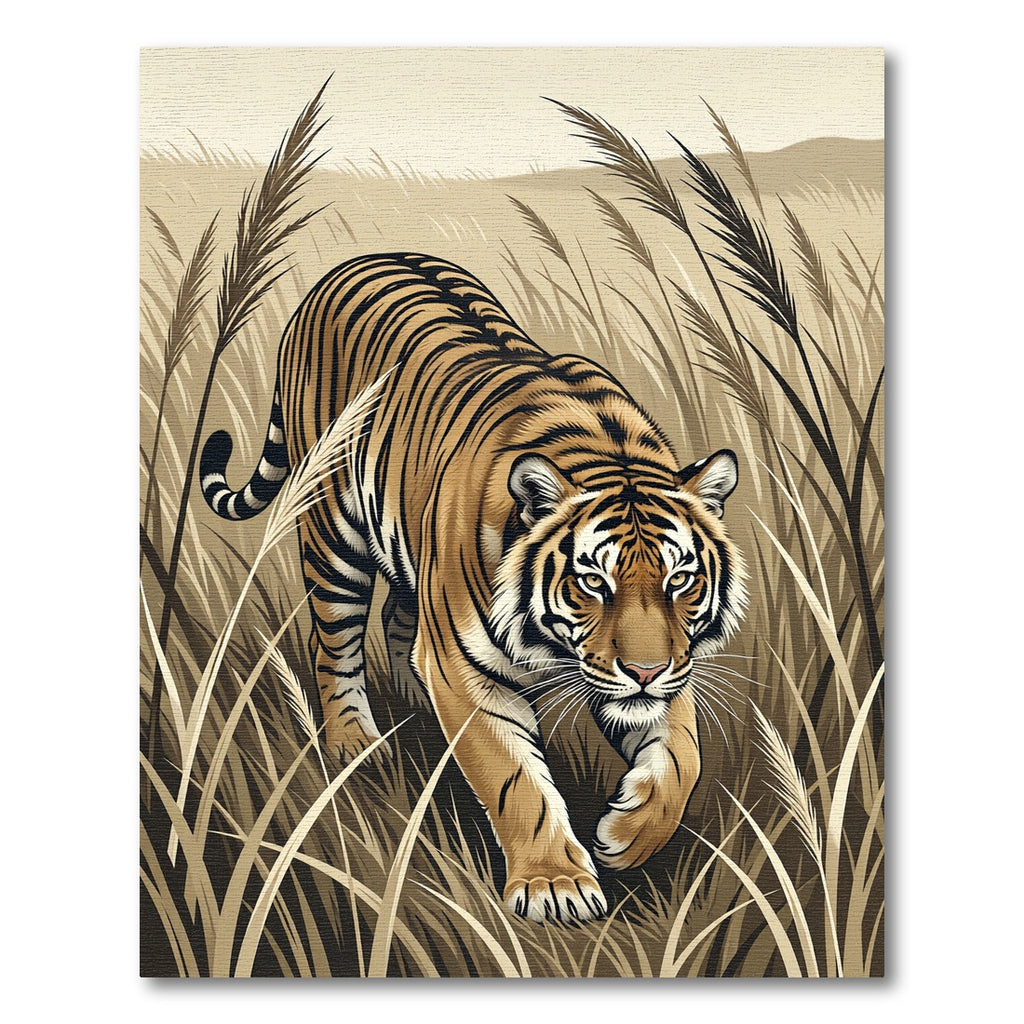 Bold Tiger Among Tall Grass Rug