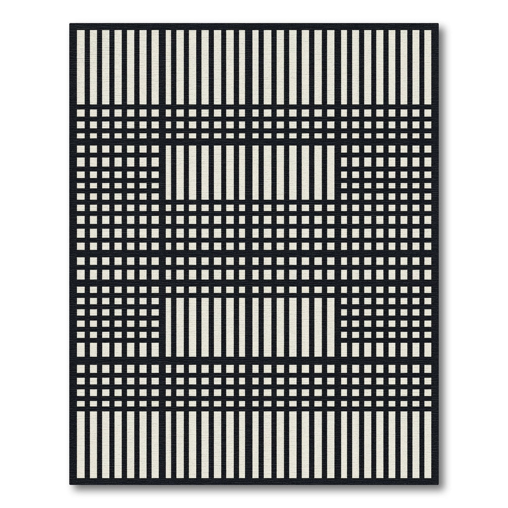 Graphic Black White Latticed Grid Rug