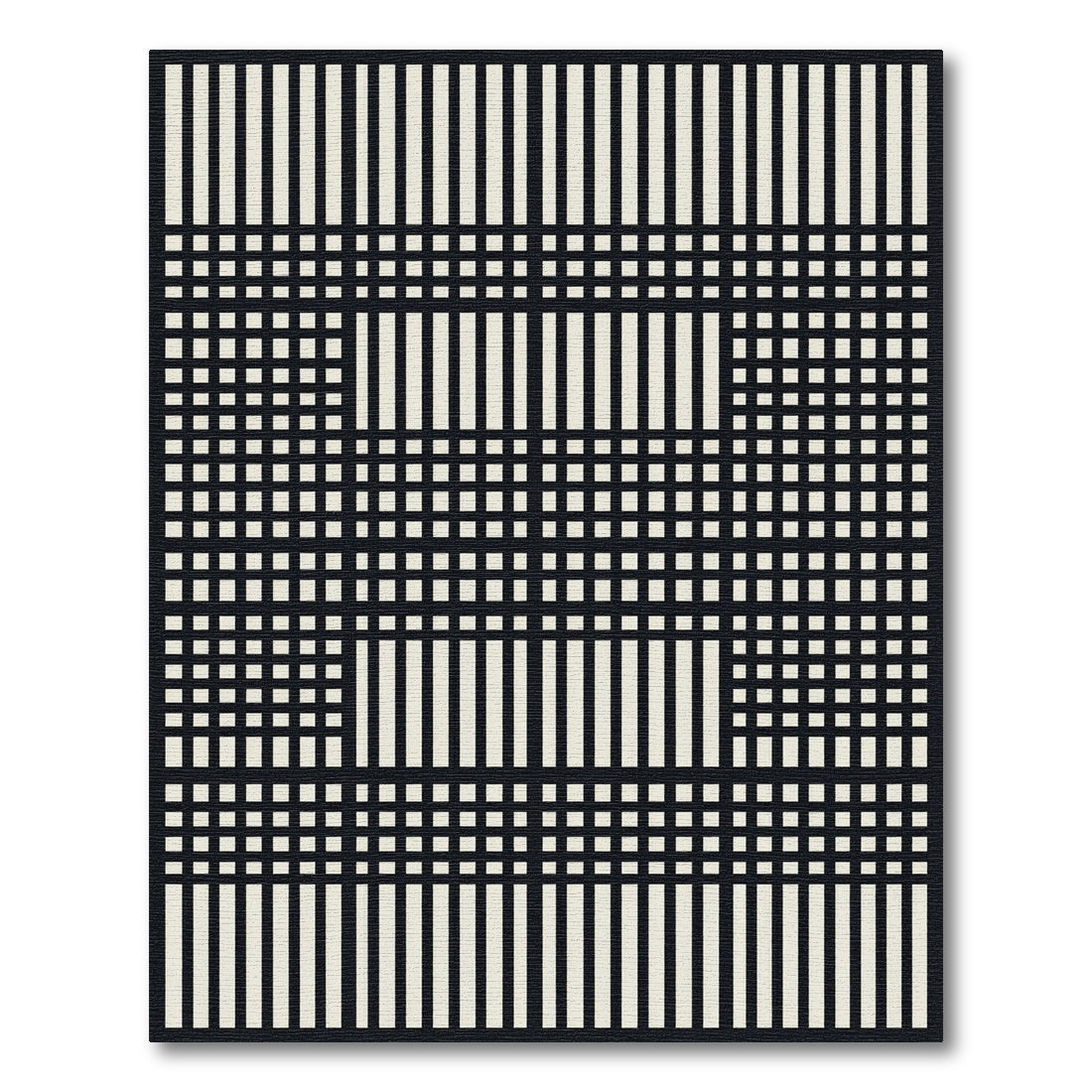 Graphic Black White Latticed Grid Rug