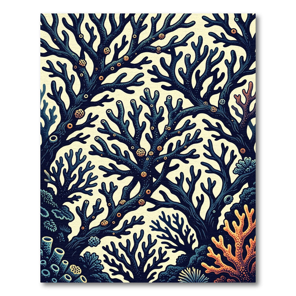 Deep Blue Coral Garden Medley Rug
