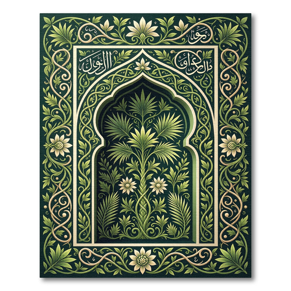Emerald Botanical Arch Forest Green Rug