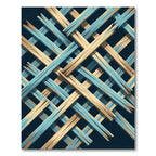 Blue and Sand Geometric Lattice Weave Rug
