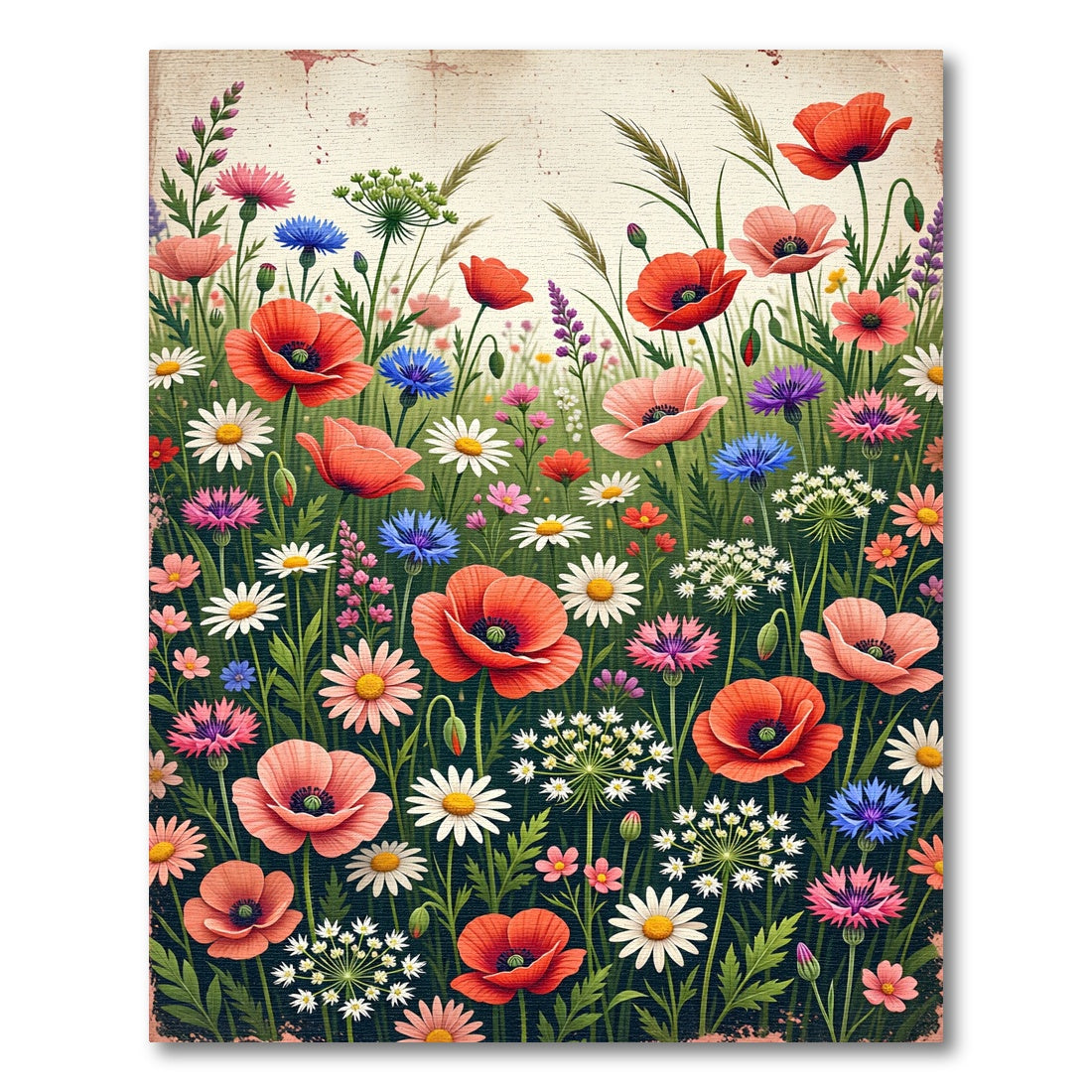 Vibrant Wildflower Meadow Garden Composition Rug