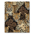 Golden Leopard and Rose Floral Composition Rug