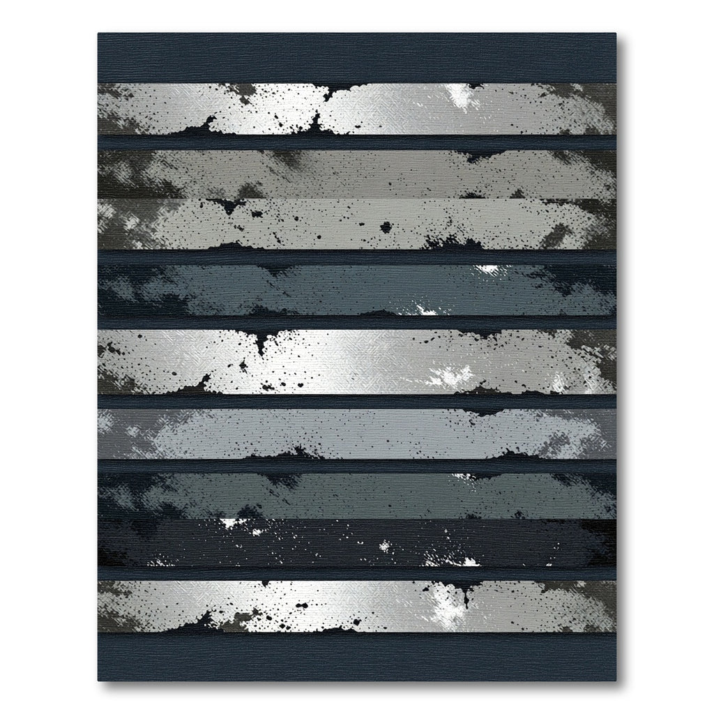 Grayscale Splatter Textured Horizontal Bands Rug