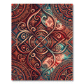 Ornate Fiery Crimson Geometric Swirls Rug