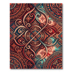 Ornate Fiery Crimson Geometric Swirls Rug
