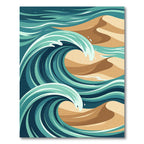 Abstract Teal Ocean Wave Sand Dune Rug