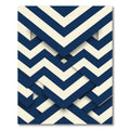 Modern Navy White Geometric Chevron Rug