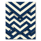 Modern Navy White Geometric Chevron Rug