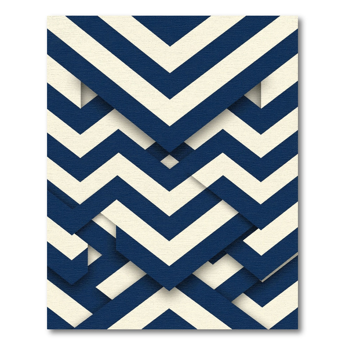 Modern Navy White Geometric Chevron Rug