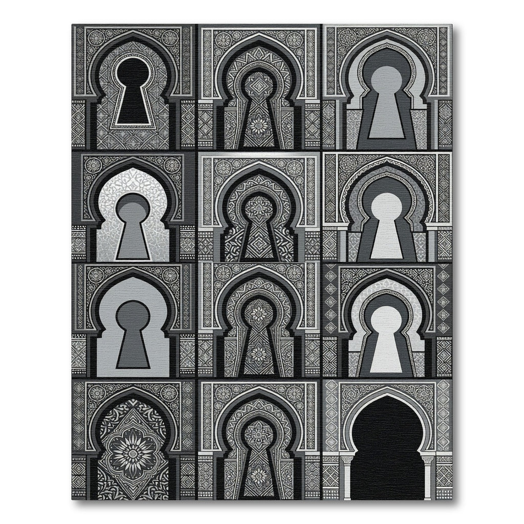 Monochromatic Arch Keyhole Medallion Rug