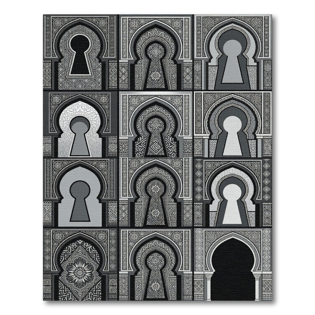 Monochromatic Arch Keyhole Medallion Rug