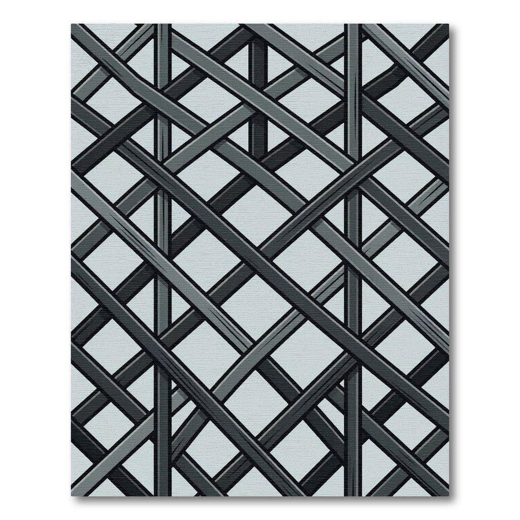 Charcoal Intersecting Slanted Geometric Lines Rug