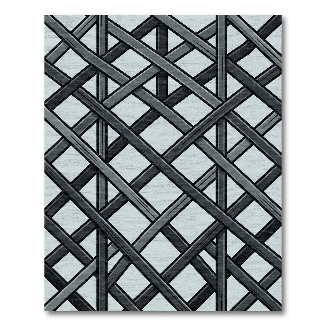 Charcoal Intersecting Slanted Geometric Lines Rug