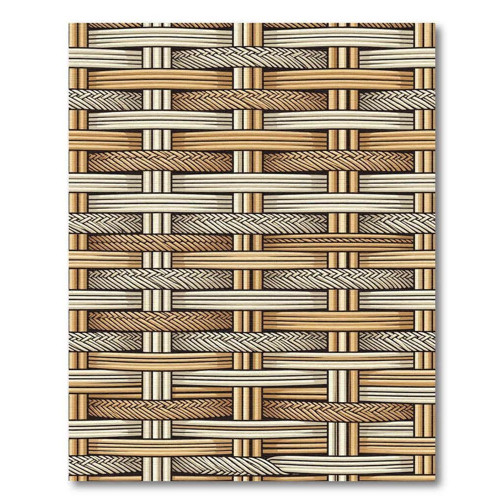 Woven Tan Beige Basketweave Texture Rug