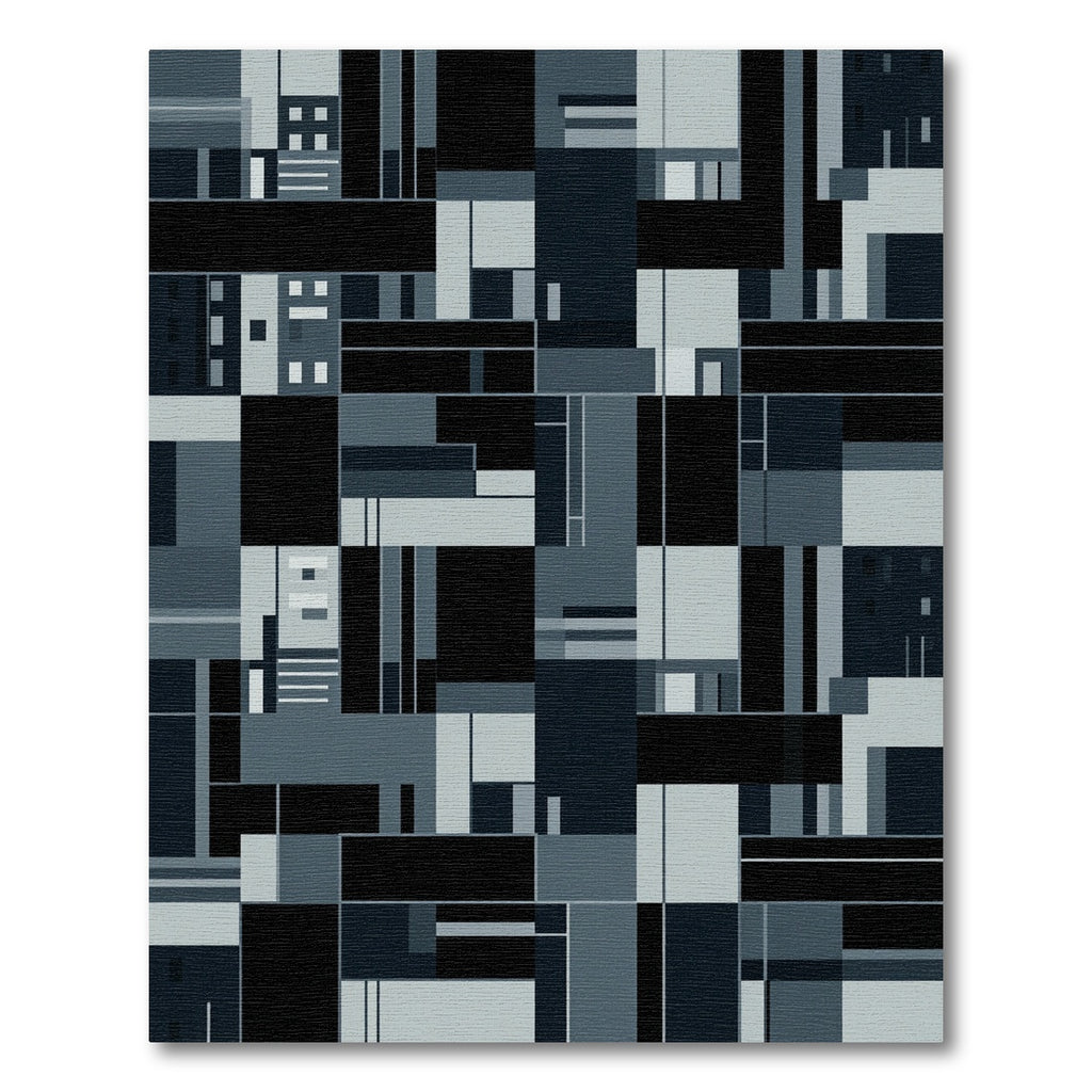 Monochrome Geometric Cityscape Abstract Rug