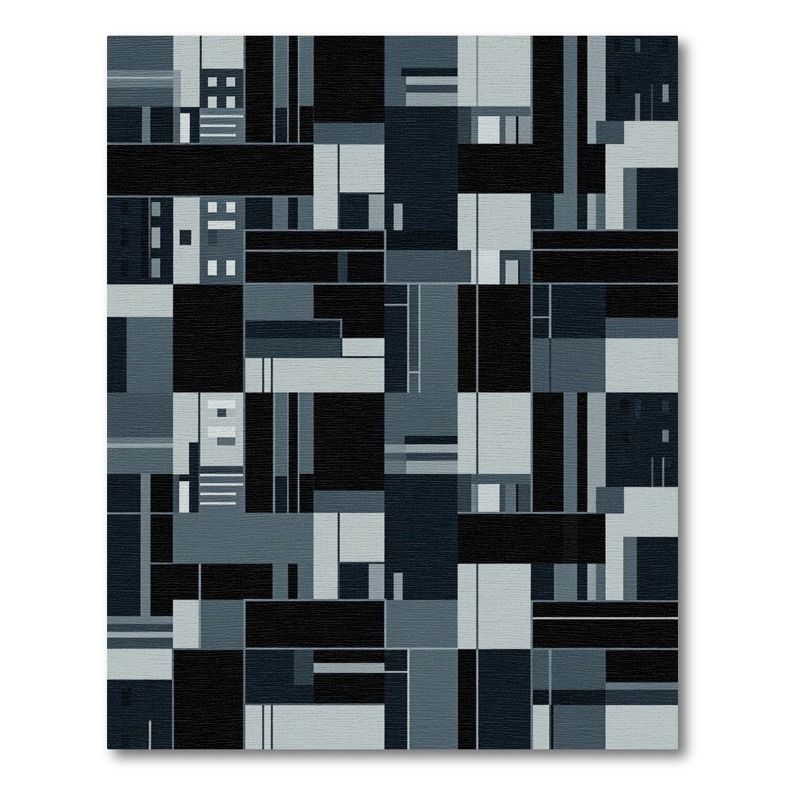 Monochrome Geometric Cityscape Abstract Rug