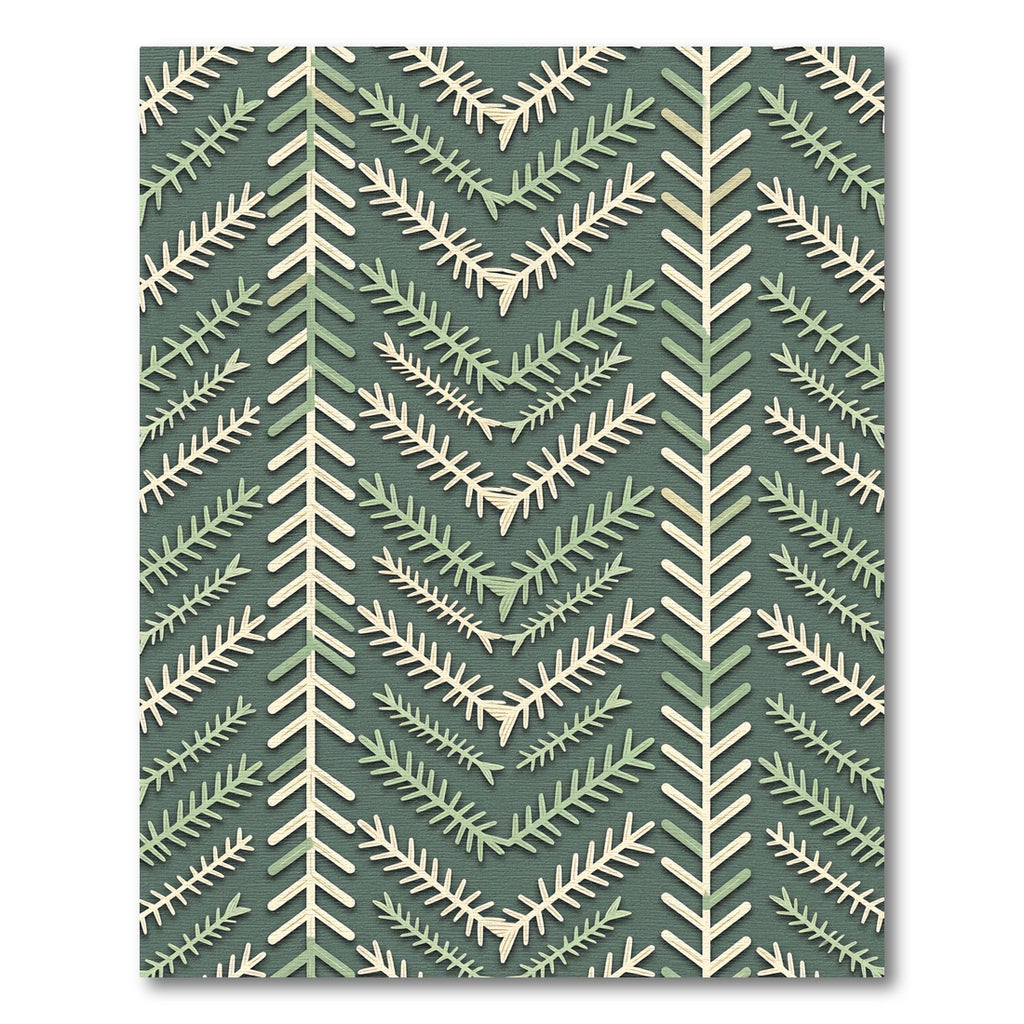 Sage Green Herringbone Botanical Branch Rug