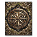 Gilded Ornate Compass Bronze Medallion Rug