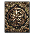 Gilded Ornate Compass Bronze Medallion Rug