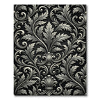 Ornate Black Silver Acanthus Scroll Rug