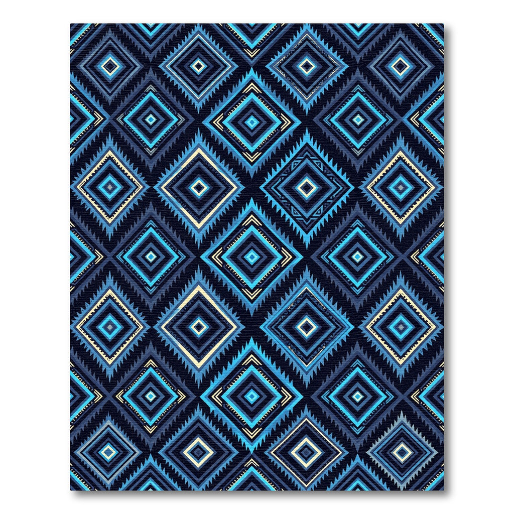 Bold Navy Blue Geometric Diamond Rug