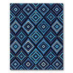 Bold Navy Blue Geometric Diamond Rug