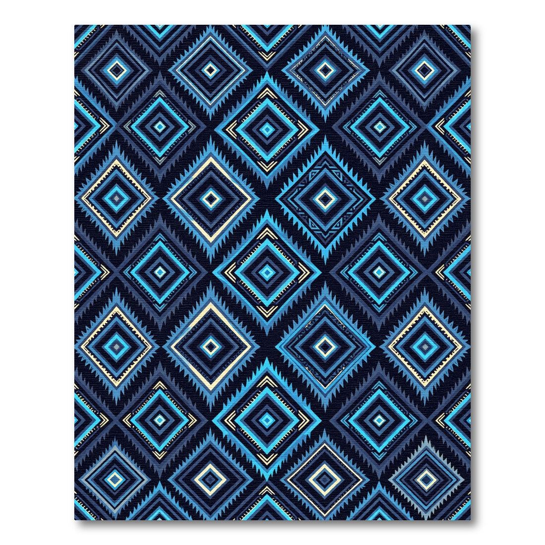 Bold Navy Blue Geometric Diamond Rug
