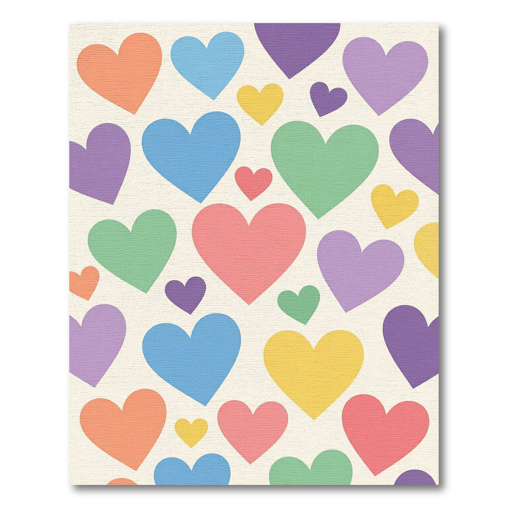Playful Pastel Heart Scattered Collage Rug
