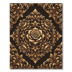 Opulent Gold Floral Scrollwork Rug