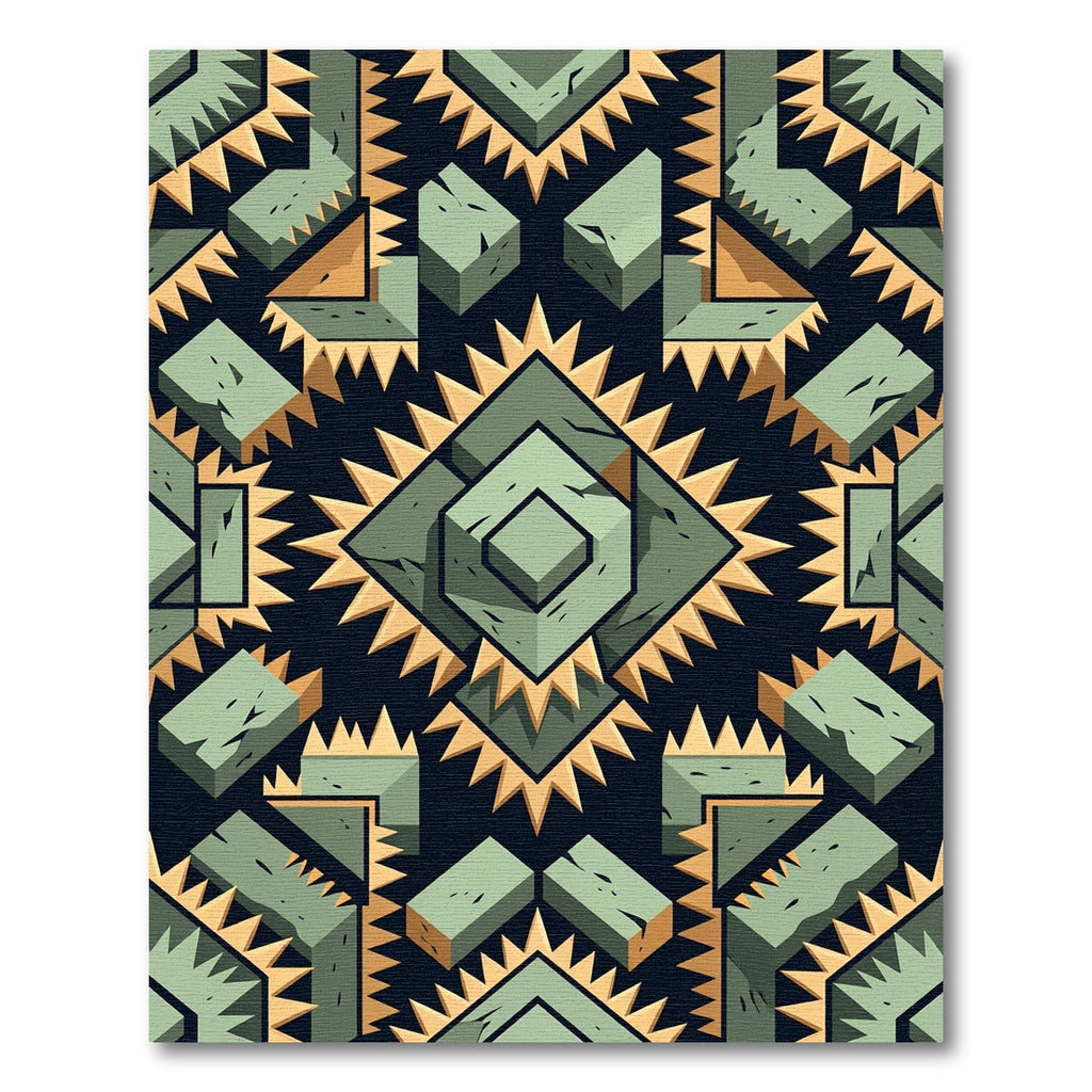 Sage Green Geometric Stone Aztec Area Rug