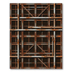 Industrial Rusted Metal Grid Pipeline Rug