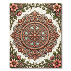 Antique Rose Floral Ornate Medallion Rug