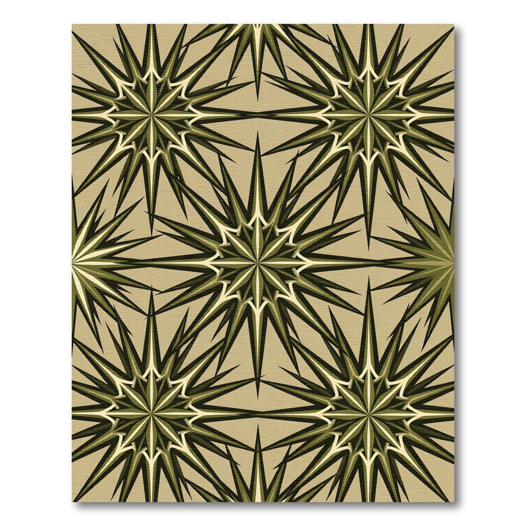 Olive Geometric Starburst Mid Century Rug