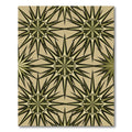 Olive Geometric Starburst Mid Century Rug