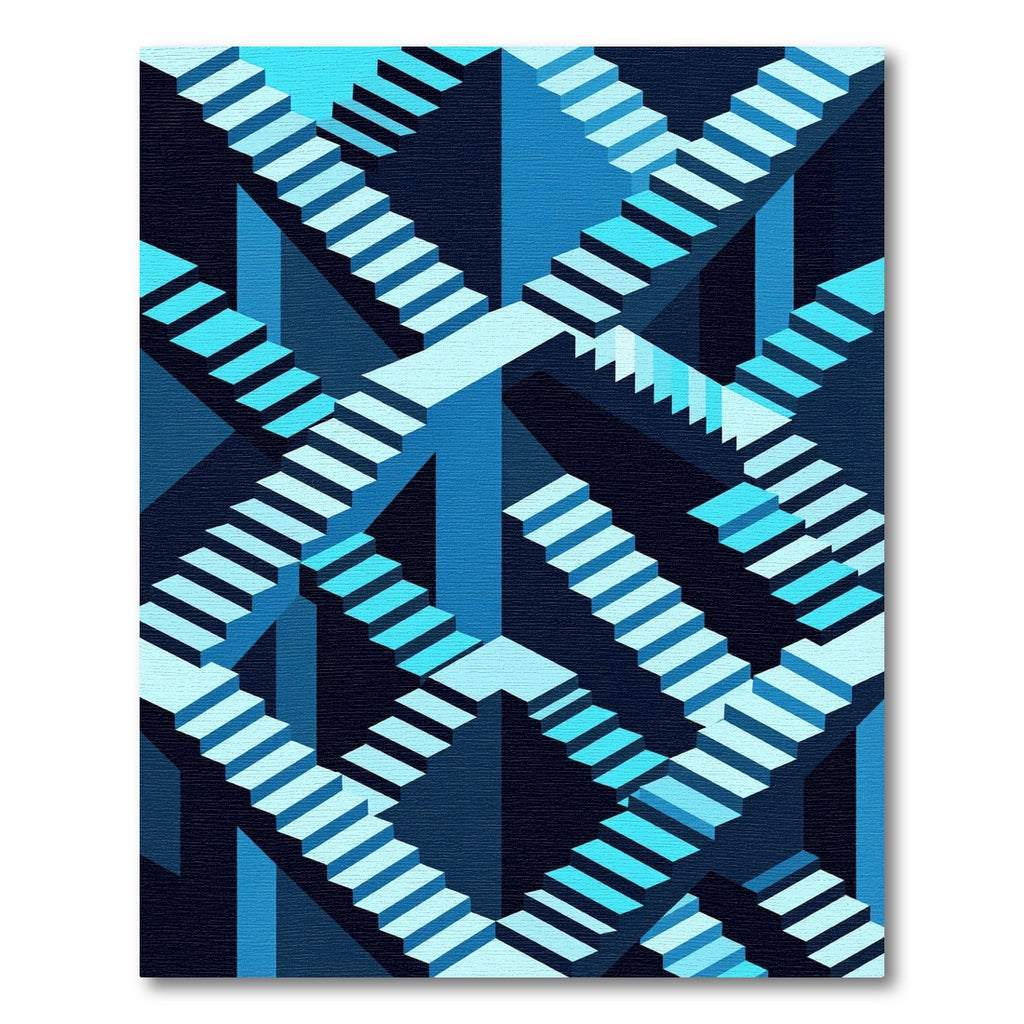 Escher Infinite Blue Stairs Rug